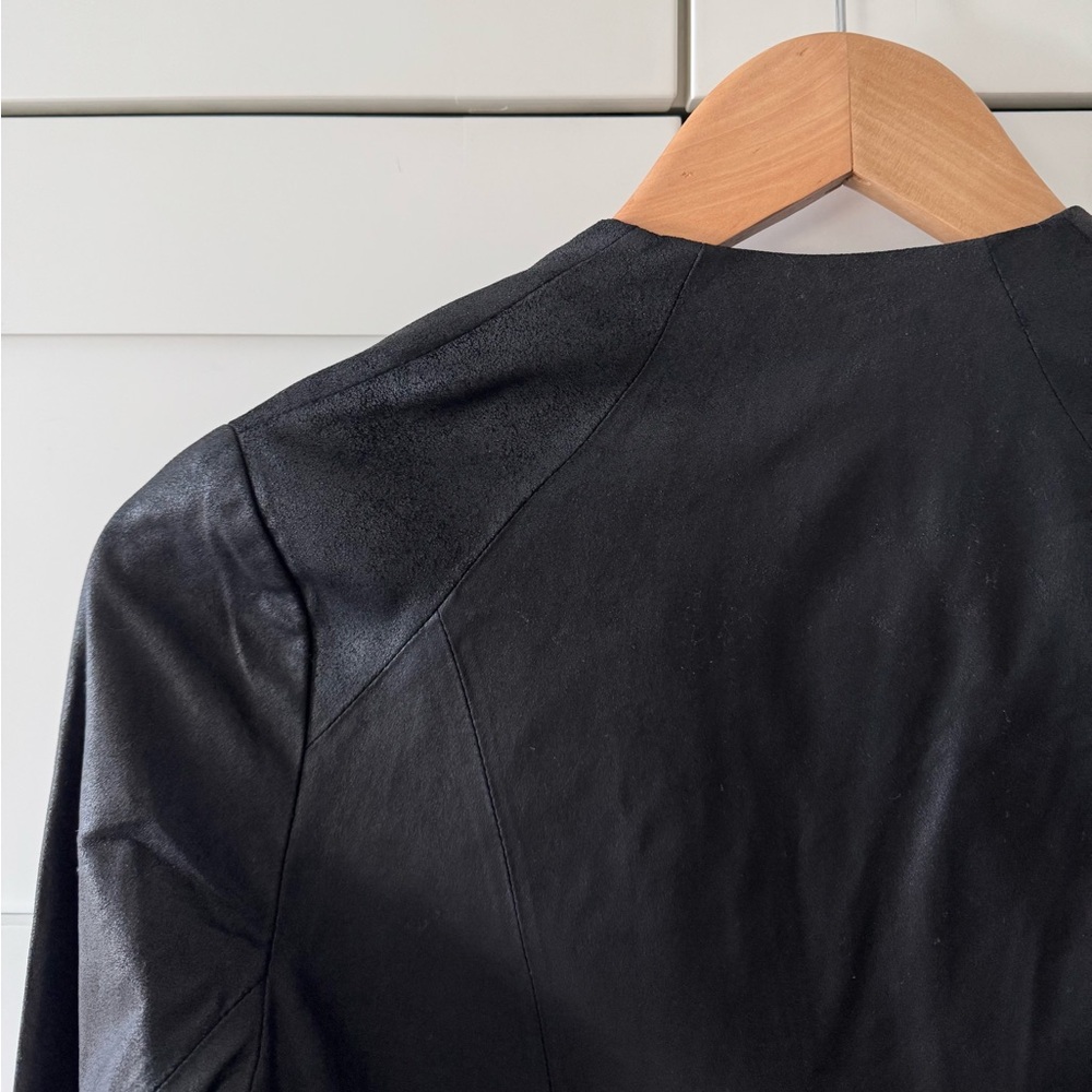 MY TRIBE Genuine Leather Waterfall Jacket, Draped Open Moto Zip Pockets sz. XS - Picture 9 of 17